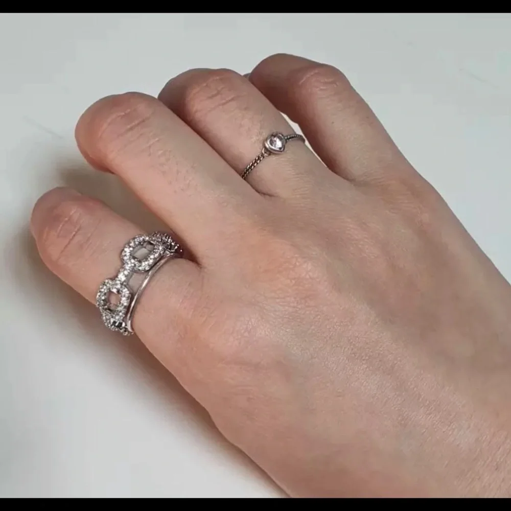 Silver Chain Ring Cubic Zirconia